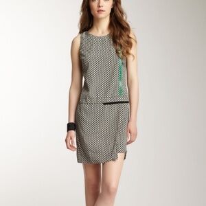 SACHIN + BABI Lock Print Leather Trim Shift Dress